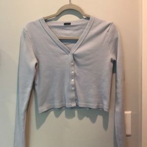 Brandy Melville Baby Blue Ribbed Button Up 💓